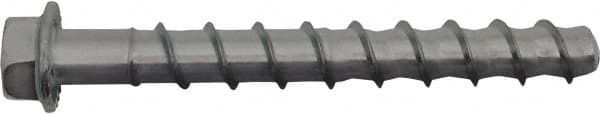 Powers Fasteners - 1/2" Diam, 1/2" Drill, 5" OAL, 3-3/16" Min Embedment Machine Screw Anchor Concrete Anchor - 1018 Case Hardened Steel, Galvanized Finish, Hex Head, Hex Drive - Exact Tooling