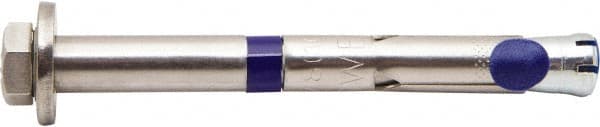 Powers Fasteners - 1/4" Diam, 1/4" Drill, 1-3/4" OAL, 2" Min Embedment Sleeve Concrete Anchor - 304 Stainless Steel, Hex Head, Hex Drive, 1-3/4" Thread Length - Exact Tooling