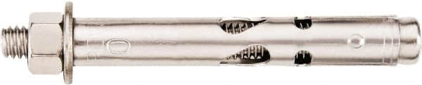Powers Fasteners - 3/8" Diam, 3/8" Drill, 1-7/8" OAL, 2-3/4" Min Embedment Sleeve Concrete Anchor - 304 Stainless Steel, Hex Head, Hex Drive, 1-7/8" Thread Length - Exact Tooling