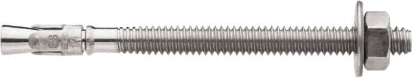Powers Fasteners - 1/2" Diam, 1/2" Drill, 5-1/2" OAL, 1-3/4" Min Embedment Wedge Expansion Concrete Anchor - 316 Stainless Steel, Hex Nut Head, Hex Drive, 3-3/4" Thread Length - Exact Tooling