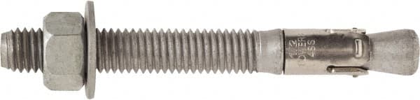 Powers Fasteners - 1/2" Diam, 1/2" Drill, 3-3/4" OAL, 1-1/2" Min Embedment Wedge Expansion Concrete Anchor - 1035 Carbon Steel, Hot Dipped Galvanized Finish, Hex Nut Head, Hex Drive, 2" Thread Length - Exact Tooling