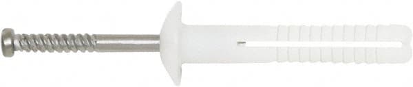 Powers Fasteners - 1/4" Diam, 1/4" Drill, 1" OAL, 2" Min Embedment Hammer Drive Concrete Anchor - 304 Nylon/Stainless Steel, Flat Head, Hammer Drive - Exact Tooling