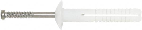 Powers Fasteners - 1/4" Diam, 1/4" Drill, 1-1/2" OAL, 3-5/8" Min Embedment Hammer Drive Concrete Anchor - 304 Nylon/Stainless Steel, Flat Head, Hammer Drive - Exact Tooling