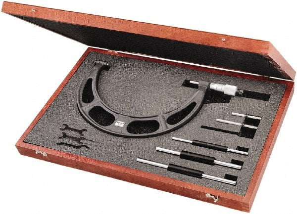 Starrett - Interchangeable-Anvil Micrometers Operation Type: Mechanical Minimum Measurement (Decimal Inch): 6.0000 - Exact Tooling