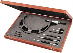Starrett - Interchangeable-Anvil Micrometers Operation Type: Mechanical Minimum Measurement (Decimal Inch): 6.0000 - Exact Tooling