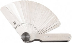 Starrett - Feeler Gage Sets; Maximum Thickness (Decimal Inch): 0.0015 ; Minimum Thickness (Decimal Inch): 0.0350 ; Number of Leaves: 31 ; Material: Stainless Steel ; Leaf Length (Inch): 3-1/32 ; Width (Inch): 1/2 - Exact Tooling