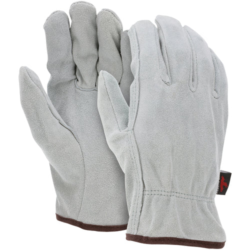 Drivers Glove - Natural Pearl Gray Split Leather - Select Grade - Straight Thumb - Size Large - Exact Tooling
