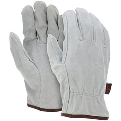 Drivers Glove - Natural Pearl Gray Split Leather - Select Grade - Straight Thumb - Size Medium - Exact Tooling
