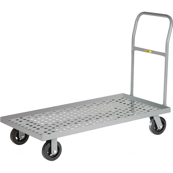Little Giant - 1,600 Lb Capacity Steel Platform Truck - Steel Deck, 24" OAW, 48" Platform Length, Mold On Rubber Casters - Exact Tooling