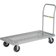 Little Giant - 1,600 Lb Capacity Steel Platform Truck - Steel Deck, 24" OAW, 48" Platform Length, Mold On Rubber Casters - Exact Tooling