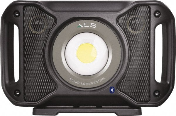 Advanced Lighting Systems - 10 Volt, Black Audio Work Light - 5,000 Lumens, 18/2 Wire Gage, Corded & Rechargeable Battery, LED Lamp - Exact Tooling