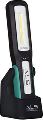 Advanced Lighting Systems - 3 Volt, Black & Turquoise Straight Folding Work Light - 500 Lumens, Rechargeable Battery, LED Lamp - Exact Tooling