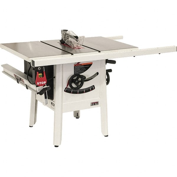 Jet - 10" Blade Diam, 5/8" Arbor Diam, 1 Phase Table Saw - 1-3/4 hp, 27" Wide, 115 Volt, 3-1/8" Cutting Depth - Exact Tooling