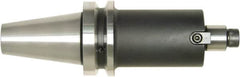 Bilz - BT40 Taper Shank 22mm Pilot Diam Shell Mill Holder - 100mm Flange to Nose End Projection, 48mm Nose Diam, M10 Lock Screw, Through-Spindle Coolant - Exact Tooling