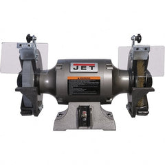 Jet - 8" Wheel Diam, 1 hp Bench Grinder - 5/8" Arbor Hole Diam, 1 Phase, 3,450 Max RPM, 115 Volts - Exact Tooling
