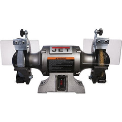 Jet - 6" Wheel Diam, 1/2 hp Bench Grinder - 1/2" Arbor Hole Diam, 1 Phase, 3,450 Max RPM, 115 Volts - Exact Tooling