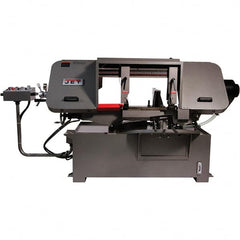 Jet - 19-1/4 x 4" Max Capacity, Semi-Automatic Variable Speed Pulley Horizontal Bandsaw - 90 to 370 SFPM Blade Speed, 230/460 Volts, 45 & 90°, 3 hp, 3 Phase - Exact Tooling