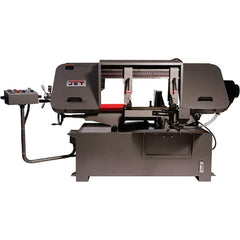 Jet - 19-1/4 x 4" Max Capacity, Semi-Automatic Variable Speed Pulley Horizontal Bandsaw - 90 to 370 SFPM Blade Speed, 230/460 Volts, 45 & 90°, 3 hp, 3 Phase - Exact Tooling