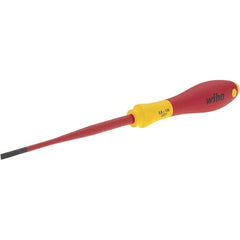 Wiha - 3.5mm Blade Width, Slotted Screwdriver - 100mm Blade Length, Impact & Chemical Resistant Handle - Exact Tooling