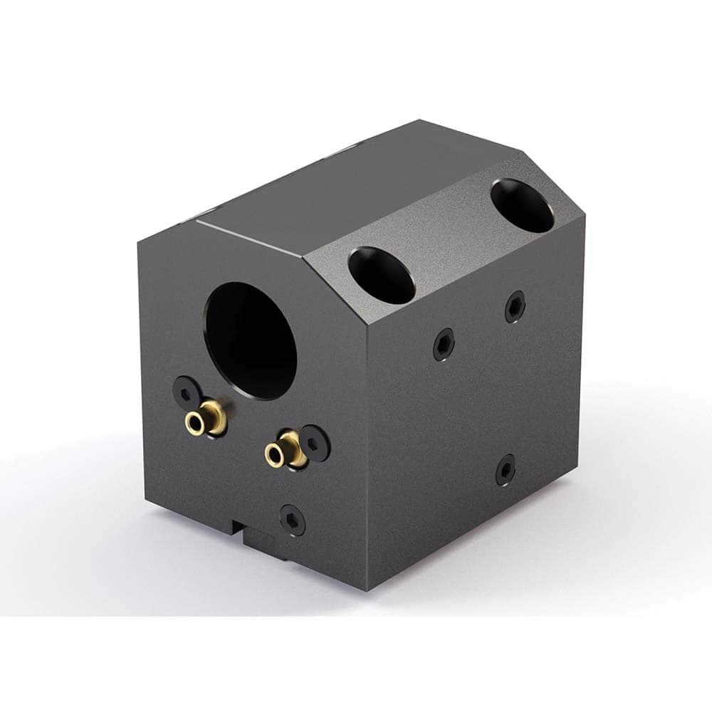Global CNC Industries - Turret & VDI Tool Holders; Type: Haas ID Block ; Clamping System: 73mm X 70mm ; Tool Axis: ID ; Through Coolant: Yes ; Additional Information: 4 Mounting Holes - Exact Tooling