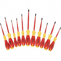Wiha - 8 Piece Slotted, Phillips, Square & Terminal Xeno Screwdriver Set - Bit Sizes: Philips #1 & #2, Comes in Box - Exact Tooling