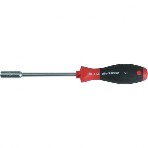 Wiha - 5.5mm Solid Shaft Magnetic Tip Nutdriver - Cushion Grip Handle, 9-13/32" OAL - Exact Tooling
