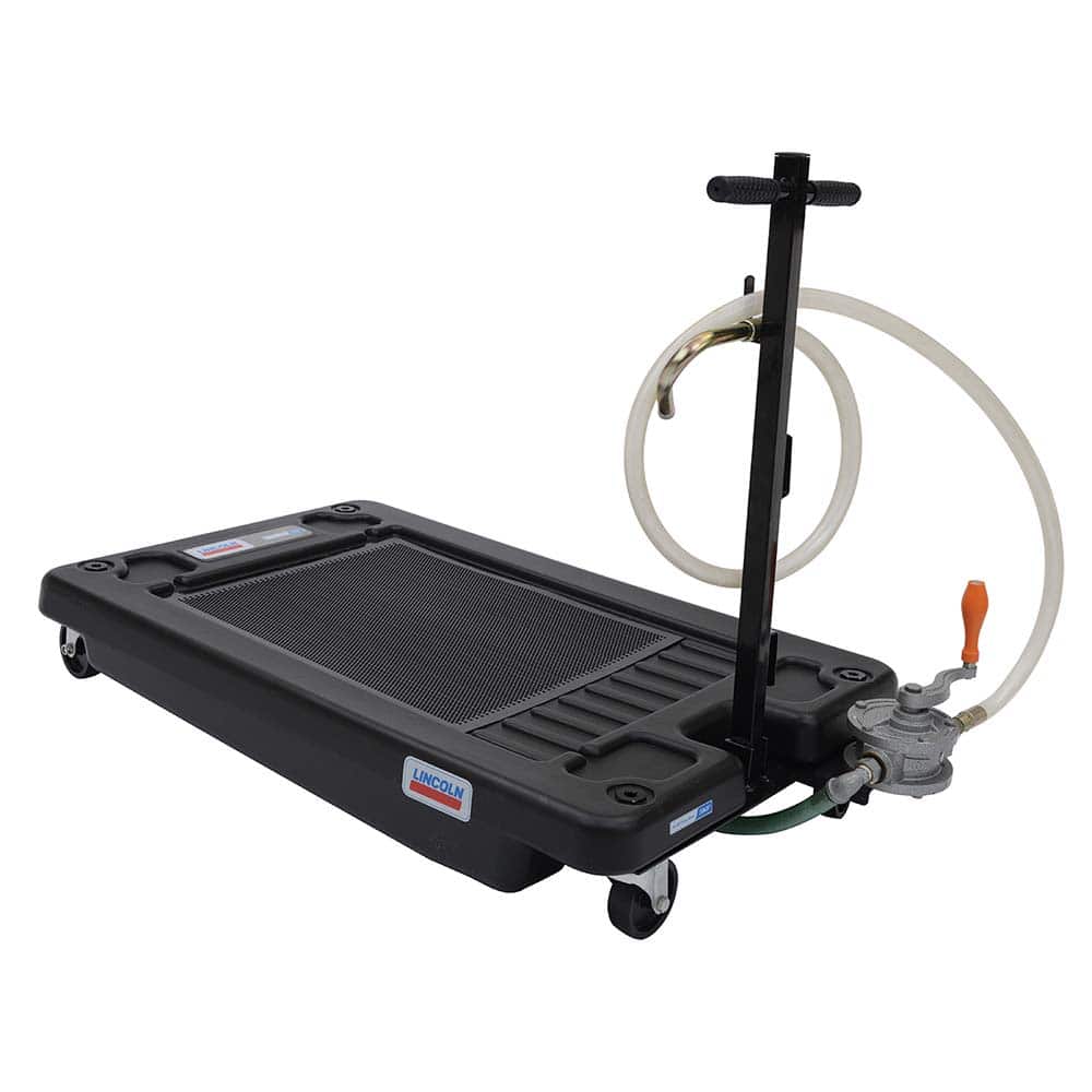 Lincoln - Oil Drain Containers; Type: Oil Drain w/Casters ; Container Size: 17 Gal. ; Color: Black; white ; Hose Length: 72 (Inch) - Exact Tooling