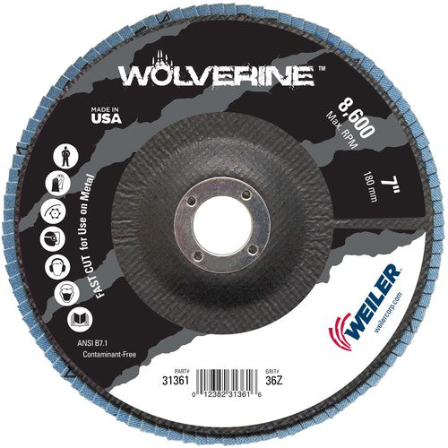 7″ Vortec Pro Abrasive Flap Disc, Angled, Phenolic Backing, 36Z, 7/8″ Arbor Hole - Exact Tooling