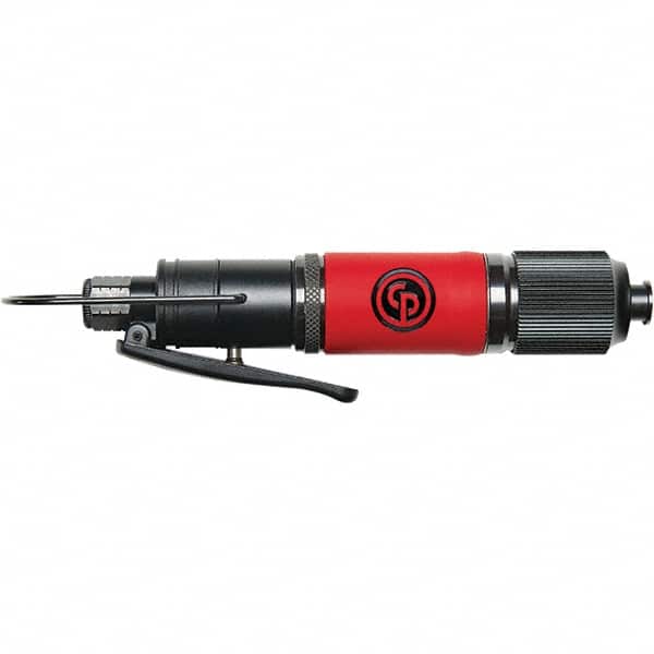 Chicago Pneumatic - 1/4" Bit Holder, 1,300 RPM, Pistol Grip Handle Air Screwdriver - 2-1/2 to 5.8 Ft/Lb Torque, 1/4" Inlet, 14.8 CFM - Exact Tooling