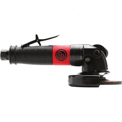 Chicago Pneumatic - 4-1/2" Wheel Diam, 12,000 RPM, Pneumatic Angle & Disc Grinder - 5/8-11 Spindle, 56 CFM, Rear Exhaust - Exact Tooling