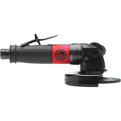 Chicago Pneumatic - 5" Wheel Diam, 12,000 RPM, Pneumatic Angle & Disc Grinder - 5/8-11 Spindle, 56 CFM, Rear Exhaust - Exact Tooling