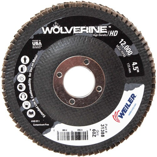 4 1/2″ - 7/8″ - 60 Grit - T29 Zirconium Wolverine Fast Cut Flap Disc - Exact Tooling