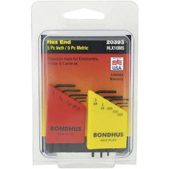 Bondhus - 10 Piece, L-Key Hex Key Set - .028 to 5/64" Range, Protanium Steel - Exact Tooling
