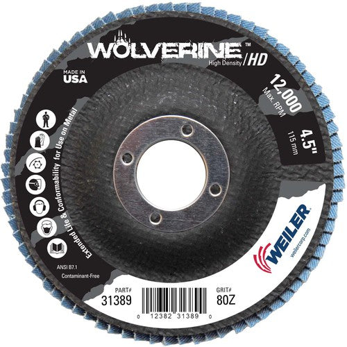 4 1/2″ - 7/8″ - 80 Grit - T29 Zirconium Wolverine Fast Cut Flap Disc - Exact Tooling