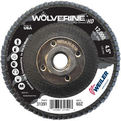 4-1/2″ Vortec Pro High Density Abrasive Flap Disc, Flat, Phenolic Backing, 60Z, 5/8″-11 UNC Nut - Exact Tooling