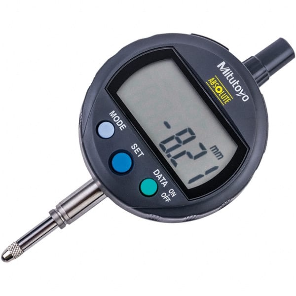 Mitutoyo - 0 to 12.7mm Range, 0.001mm Graduation, Electronic Drop Inidicator - Flat Back, 0.02mm Accuracy, LCD Display, Metric - Exact Tooling