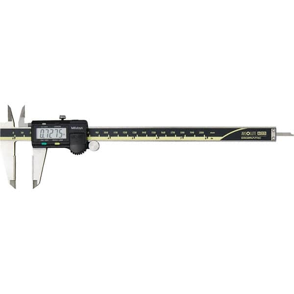 Mitutoyo - 0 to 8" Range 0.01mm Resolution, Electronic Caliper - Steel with 50mm Carbide-Tipped Jaws, 0.001" Accuracy, SPC Output - Exact Tooling