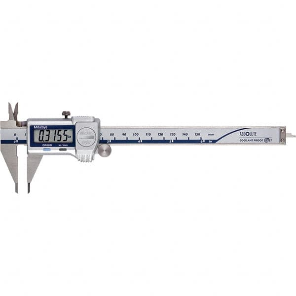 Mitutoyo - 0 to 6" Range 0.01mm Resolution, Electronic Caliper - Steel with 40mm Steel Jaws, 0.001" Accuracy, SPC Output - Exact Tooling