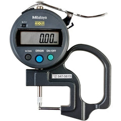 Mitutoyo - 0mm to 12mm Measurement, 0.01mm Resolution Electronic Thickness Gage - Accurate up to 0.001", 1.5 N Measuring Force - Exact Tooling