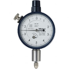 Mitutoyo - 1/4" Range, 0-5-0 Dial Reading, 0.0001" Graduation Dial Drop Indicator - 40mm Dial, 0.01" Range per Revolution, 0.0001" Accuracy, Revolution Counter - Exact Tooling