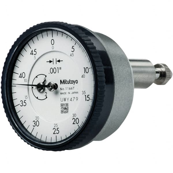 Mitutoyo - 0.2" Range, 0-50 Dial Reading, 0.001" Graduation Dial Drop Indicator - 40mm Dial, 1/2" Range per Revolution, 0.001" Accuracy, Revolution Counter - Exact Tooling