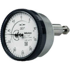 Mitutoyo - 0.2" Range, 0-50 Dial Reading, 0.001" Graduation Dial Drop Indicator - 40mm Dial, 1/2" Range per Revolution, 0.001" Accuracy, Revolution Counter - Exact Tooling
