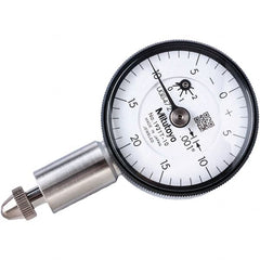 Mitutoyo - 0.1" Range, 0-20-0 Dial Reading, 0.001" Graduation Dial Drop Indicator - 1.22" Dial, 0.04" Range per Revolution, 0.001" Accuracy, Revolution Counter - Exact Tooling