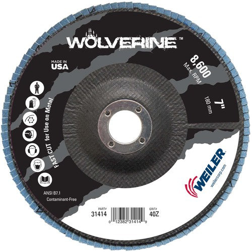 7″ Vortec Pro Abrasive Flap Disc, Flat, Phenolic Backing, 40Z, 7/8″ Arbor Hole - Exact Tooling
