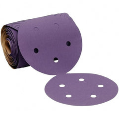 3M - 5" Diam, 400 Grit Ceramic Adhesive PSA Disc - Super Fine Grade, Purple, Polyester Backing, Flexible, 12,000 Max RPM, Use with Random Orbital Sanders - Exact Tooling