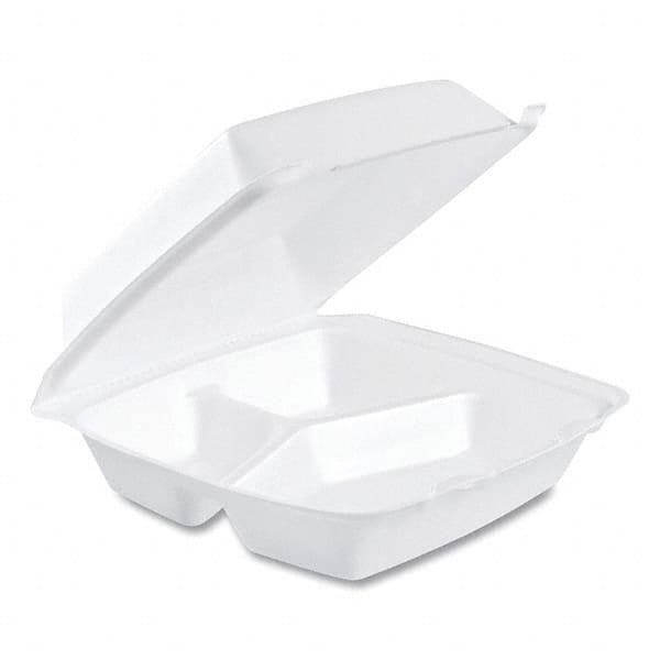 DART - Foam Container, Hinged Lid, 3-Comp, 8 3/8 x 7 7/8 x 3 1/4, 200/Carton - Exact Tooling