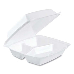 DART - Foam Container, Hinged Lid, 3-Comp, 8 3/8 x 7 7/8 x 3 1/4, 200/Carton - Exact Tooling