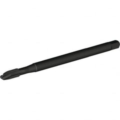 Kennametal - 1/4-20 UNC, 3 Flute, Oxide Finish, HSS-E Spiral Point Tap - Plug Chamfer, Right Hand Thread, 4" OAL, 16mm Thread Length, 6.48mm Shank Diam, Series T820 - Exact Tooling