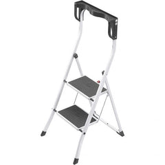 Hailo - 2 Steps, 3' 6" High, EN14183 Rating, Tubular Steel Step Ladder - 330 Lb Capacity, 18-29/32" Base Width - Exact Tooling