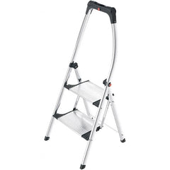 Hailo - 2 Steps, 3' 9" High, EN14183 Rating, Aluminum Step Ladder - 330 Lb Capacity, 20-15/32" Base Width - Exact Tooling